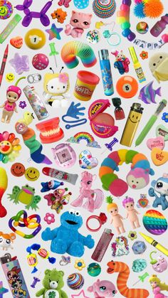 many different types of toys are arranged together