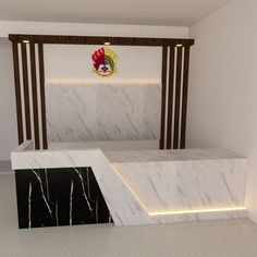 a room with white marble walls and flooring