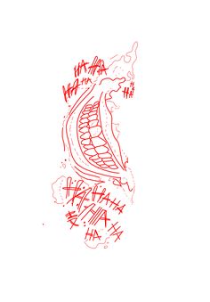 a drawing of a dragon with red writing on it