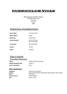 the front page of a resume format for students with no work experience, it is white and