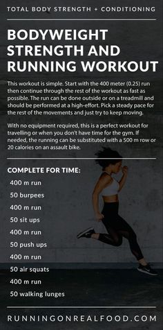 a flyer for the bodyweight and running workout