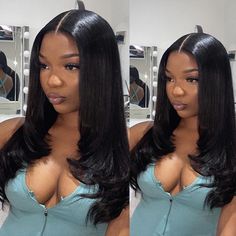 Hair Wigs For Women, Straight Lace Front Wigs, Human Hair Lace Wigs, Baddie Hairstyles, Wigs For Women, Natural Hair Color, Aesthetic Hair, Layered Hair, Hair Wigs