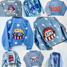 Painted Apparel, Oversized Denim Jacket Outfit, Senior Jackets, Gameday Outfits, Football Jacket