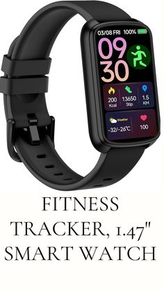 Fitness Tracker, 1.47" Smart Watch with 24/7 Heart Rate Blood Oxygen Monitor,Sleep Tracker,Pedometer,IP68 Waterproof Activity Trackers for Android&iPhone Women Men. Smart Watches Men, Sleep Tracker, Activity Tracker, Wearable Technology, Watch Faces, Tv Videos