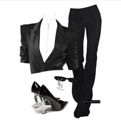 Femme Fatale Outfit Classy, Mafia Outfits Female, Female Pants, Outfits Female, Outfit Classy, Black Clothes, Tomboy Style Outfits, Tomboy Fashion