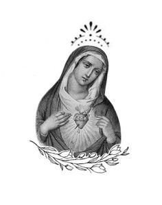 the virgin mary holding a heart in her hands