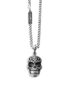 King Baby Studio Carved Baroque Skull Pendant Necklace, 24 Skull Pendant Necklace, King Baby, Skull Pendant, Jewelry Accessories, Carving, Pendant Necklace, Sterling Silver, Pendant, Silver