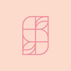 the letter b is made up of lines and leaves in pink on a pale background