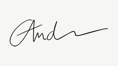 the word andy written in cursive writing on a white background with black ink