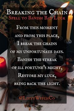 Banish Bad Luck Spell, Bad Luck Spell, Hearth Witch, Luck Spell, Spells That Actually Work, Witchcraft Spells For Beginners, Banishing Spell, Good Luck Spells, Spells For Beginners