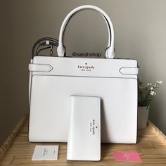 100% Authentic Kate Spade Staci Medium Satchel Comes With A Matching Wallet Parchment And Gold Hardware Brand New With Tags 10.5” (Width) X 8.5” (Height) X 5” (Depth) Medium Size Handles Are 5” Drop Long Shoulder Strap Included Designer Kate Spade White Bag, Designer White Kate Spade Bag, White Kate Spade Formal Bags, Elegant White Kate Spade Bags, Formal White Kate Spade Bag, Blue Kate Spade Purse, Kate Spade Purse Pink, Kate Spade Staci, Kate Spade Purse Black