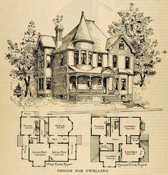 an old house is shown in this drawing