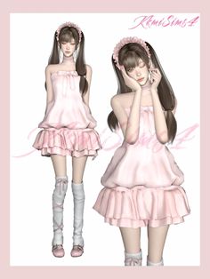 蝴蝶结荷叶边花苞裙+荷叶边发箍 | Patreon Dessert Clothing, Sims 4 Cc Folder, Sims 4 Dresses, Sims 4 Characters, Sims Four, Sims 4 Collections, Sims 4 Mods Clothes, Magazines For Kids, Sims 4 Cas