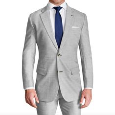 Athletic Fit Stretch Blazer - Lightweight Light Grey - State and Liberty Clothing Company Berber Wedding, Athletic Physique, Blazer Design, Summer Suits Men, 50 Party, Sharkskin Suit, The Suits, Church Clothes, Light Grey Suits