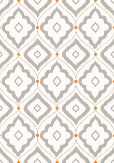 a gray and white pattern with orange accents