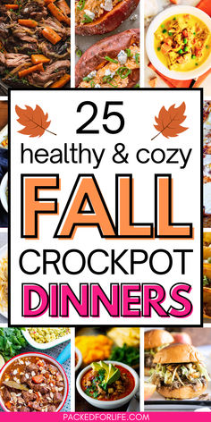 A collage of delicious fall slow cooker meals, including hearty stews, stuffed sweet potatoes, and sandwiches, showcasing a variety of crockpot dinner ideas perfect for cozy fall evenings. Fall Slow Cooker Meals, Sunday Crockpot Meals, Fall Crockpot Dinners, Sunday Crockpot, Meals For Fall, Crockpot Dinner Ideas, Fall Casserole Recipes, Fall Chicken Recipes, Easy Crockpot Meals