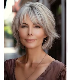 Medium Haircuts For Women Fine Hair, Haircuts For Medium Length Hair With Bangs, Hair Styles Medium Length For Women Over 60, Hair Styles Over 60 Woman, Over 60 Hairstyles With Bangs, Grey Haircuts For Women, Haircuts For White Hair, Gray Hair Styles For Women Over 60 Grey, Hairstyles For Over 60 Older Women