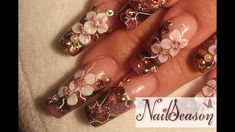 DIY Acrylic Nails tutorial 3D flowers Nail art step by step 2016 YouTube Jasmine Nails, Gel Nails Long, 3d Acrylic Nails, 3d Nail Designs, 3d Nail Art Designs, Natural Nail Art, 3d Flower Nails, Nails Beautiful, Milky Nails