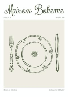 the cover of maison bohemme magazine, featuring a plate and fork on it