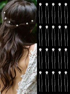 20 Grampos de cabelo em forma de U para penteados de noivas, Grampo de cabelo updo com imitação de pérola e strass para casamentos, Acessórios elegantes para cabelo de noiva em tiaras Branco elegante   Ferro Plantas   Todos Wedding & Event, size features are:Bust: ,Length: ,Sleeve Length: Wedding Hair With Beads, Pearl Updo, Boho Tiara, Wedding Pearls, Bridal Updos, Hair Accessories Bun, Bridal Hair Accessories Flower, Accessories Elegant, U Shaped Hair