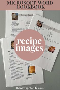 the microsoft word cookbook recipe images