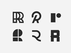 black and white typefaces with the letters r, b, c, person