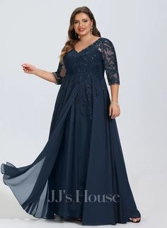 JJ's House Mother of the Bride Dresses (290361) | JJ's House Sukienki Plus Size, V Neck Prom Dresses, Floor Length Prom Dresses, Dresses Classy, Groom Dresses, Sequin Prom Dress, Chiffon Evening Dresses, Dresses Chiffon, Evening Dresses Plus Size