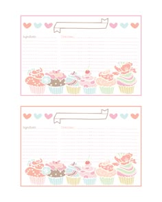 two menus with cupcakes and hearts on them