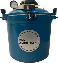 an all american bucket is shown with thermometer on it's top and side