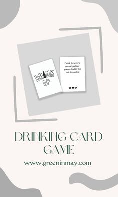 the drinking card game is on display in front of a white background with grey swirls