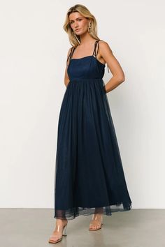 Fiona Tulle Maxi Dress | Midnight Blue | Baltic Born Blue Sheer Dress, Midnight Blue Dress, Tulle Maxi Dress, Blue Corset, Baltic Born, Mob Dresses, Dress Dusty, Taylor Dress, Straight Neckline