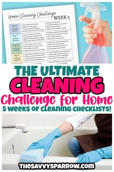 the ultimate cleaning challenge for home 5 weeks of cleaning checklists with text overlay