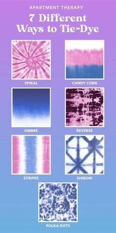 different types of tie - dye are shown in this poster