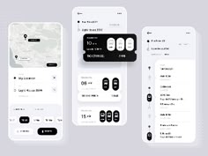 the mobile app design is shown in three different styles