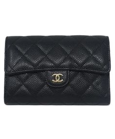 Chanel Black Quilted Caviar Leather Wallet – Michael's Consignment NYC Chanel Wallet, Black Quilt, Stay Organized