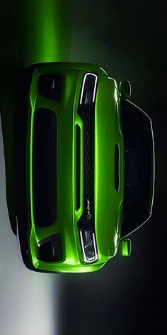 an overhead view of a green sports car