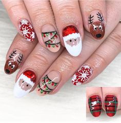 Christmas Design Nail Art, Nail Designs Christmas Holiday, Christmas Acrylic Nails Holiday, Nail Art Christmas Designs, Christmas Gel Nails Designs, Nail Christmas Designs, Christmas Nail Art Designs Xmas, Chrismas Nail Art, Nail Art For Christmas