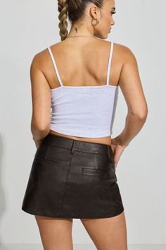 Brynn Faux Leather Micro Skort, Washed Out Brown Leather Skort, Mini Leather Skirt, Mini Model, Short Styles, Bottom Clothes, Trouser Pants, Pants Outfit, Leather Skirt, Faux Leather