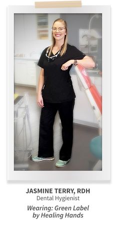 CLICK TO SHOP THE LOOK: Eco-friendly fabric is ideal for this Registered Dental Hygienist. #scrubs #blackscrubs #scrublife #healinghandsscrubs #ahscrubsinaction Dental Hygienist Scrubs, Registered Dental Hygienist, Healing Hands Scrubs, Black Scrubs, Healing Hands, Dental Hygienist, Eco Friendly Fabric, Shop The Look