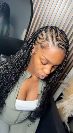 Cute Braided Hairstyles With Extensions, Hairstyles To Get Braids, Braid Hairstyles For Vacation, Medium Length Protective Styles, New Hairstyles Braids, Hairstyle Black Girls Braids, Braid Freestyle, Braided Back Hairstyles, Trible Braids Freestyle