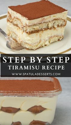 two pieces of cake sitting on top of a white plate next to a brown and white container