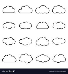 a set of clouds in different shapes and sizes