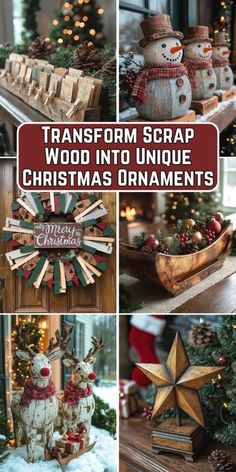 Homemade Wooden Ornaments Diy Christmas, Wood Chunks Decor, Wood Crafts For Christmas Gifts, Christmas Decor From Pallets, Handmade Gifts Wood, Star Wood Crafts, Diy Projects Scrap Wood Ideas, Diy Christmas Decorations With Wood, Rustic Wood Christmas Ornaments