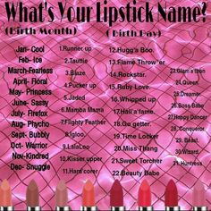 a list of lipsticks with the words what's your lipstick name?