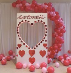 a valentine's day card surrounded by balloons and streamers with the word save coves all on it