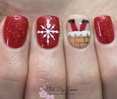 Classy Christmas Nails, Luminary Nails, Festive Christmas Nails, Santa Nails, Red Christmas Nails, Cute Simple Nails, Cute Christmas Nails