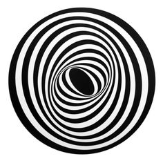 a black and white circular object with an optical pattern in the center, on a white background