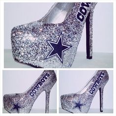 Dallas Cowboys Heels Silver by AmandaLeesDesigns on Etsy Dallas Cowboys Crafts, Dallas Cowboys Memes, Cowboys Gifts