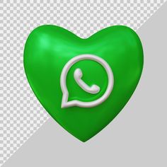 a green heart with a phone icon in the shape of a chat button on it