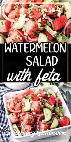 watermelon salad with feta and cucumber